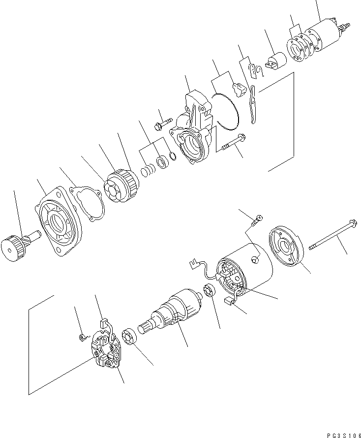 Komatsu parts book diagram for 4D84-2A S/N 00000-UP: STARTING MOTOR (2KW)(#00101-)