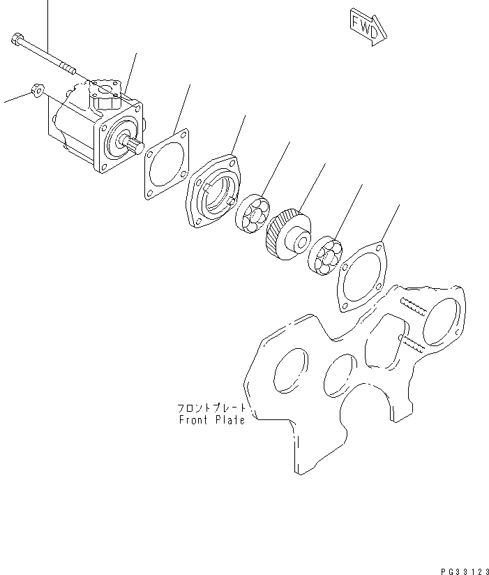 Komatsu parts book diagram for 4D84-2A S/N 00000-UP: P.P.C. PUMP AND MOUNTING(#00101-)