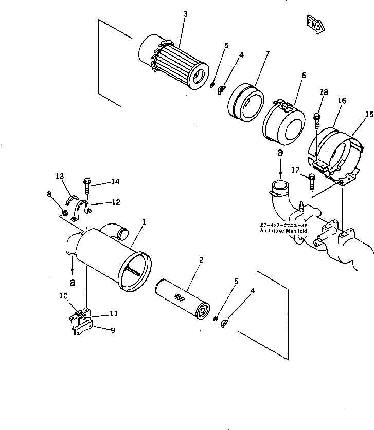 Engines Komatsu / 4D84-2B S/N 00000-UP(4d84-2br) / AIR CLEANER AND MOUNTING (DOUBLE ELEMENT TYPE)(#00101-)(030060 : 0142)