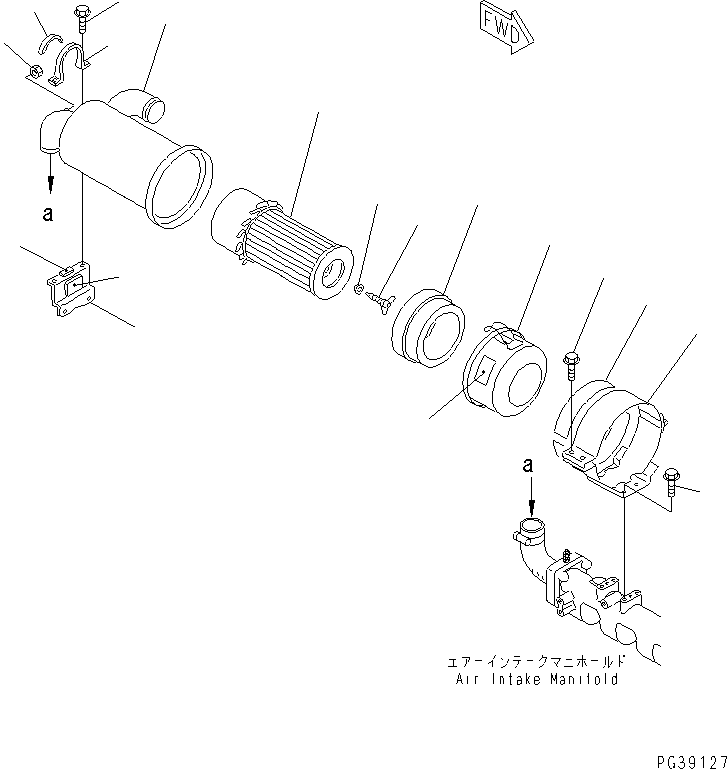 Engines Komatsu / 4D84-2GA S/N 04595-UP(4d84-2gr) / AIR CLEANER AND MOUNTING (SINGLE ELEMENT TYPE)(030050 : 0141)