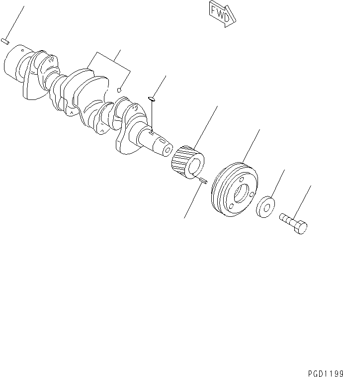 Komatsu parts book diagram for 4D84E-3E S/N 03508-UP: CRANKSHAFT(#06291-)