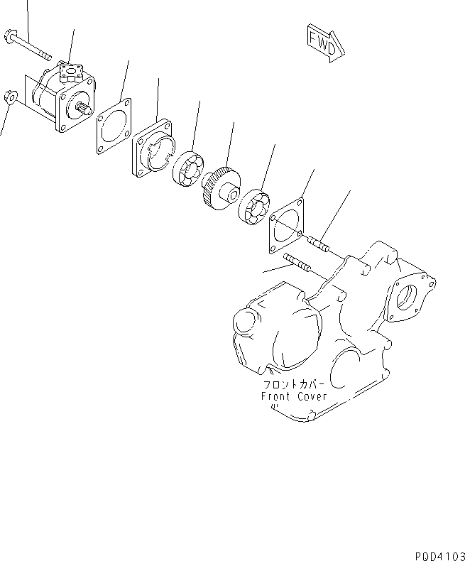 Komatsu parts book diagram for 4D84E-3E S/N 03508-UP: P.P.C. PUMP AND MOUNTING(#06291-)