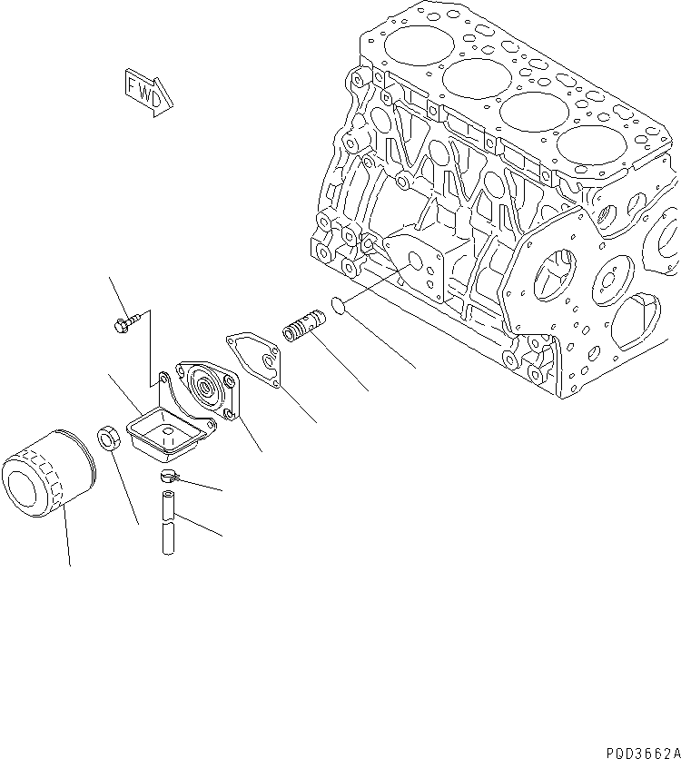 Komatsu parts book diagram for 4D84E-3E S/N 03508-UP: OIL FILTER(#06291-)