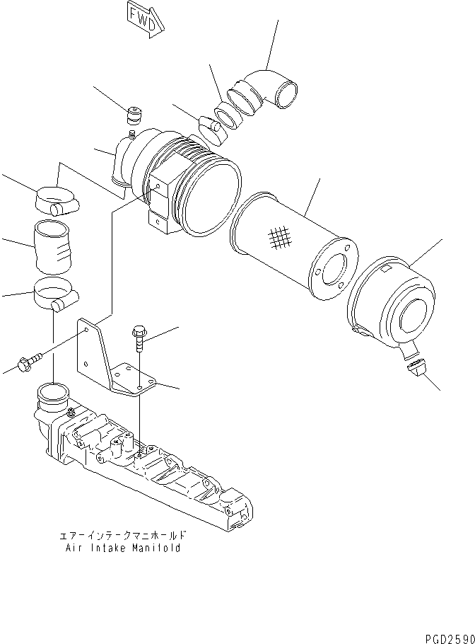 Engines Komatsu / 4D88E-3D S/N 00101-UP(4d88e-1c) / AIR CLEANER AND MOUNTING(#12707-)(030060 : A1410-A0A3)