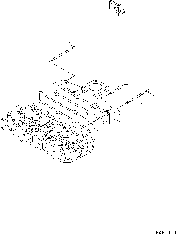 Engines Komatsu / 4D88E-3D S/N 00101-UP(4d88e-1c) / EXHAUST MANIFOLD(#12707-)(030070 : A1510-A0A2)