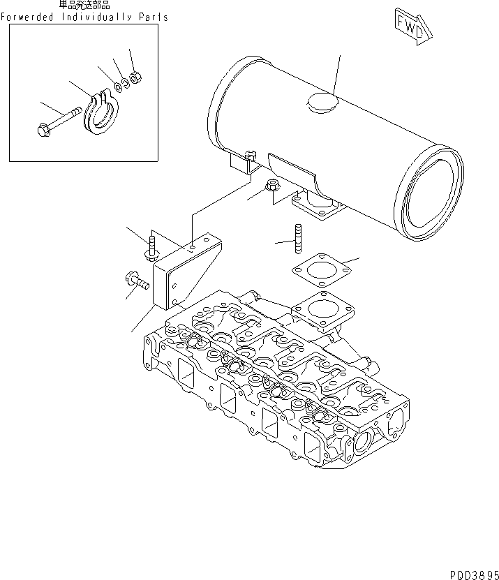 Engines Komatsu / 4D88E-3D S/N 00101-UP(4d88e-1c) / MUFFLER AND MOUNTING(#12707-)(030080 : A1610-A0A4)