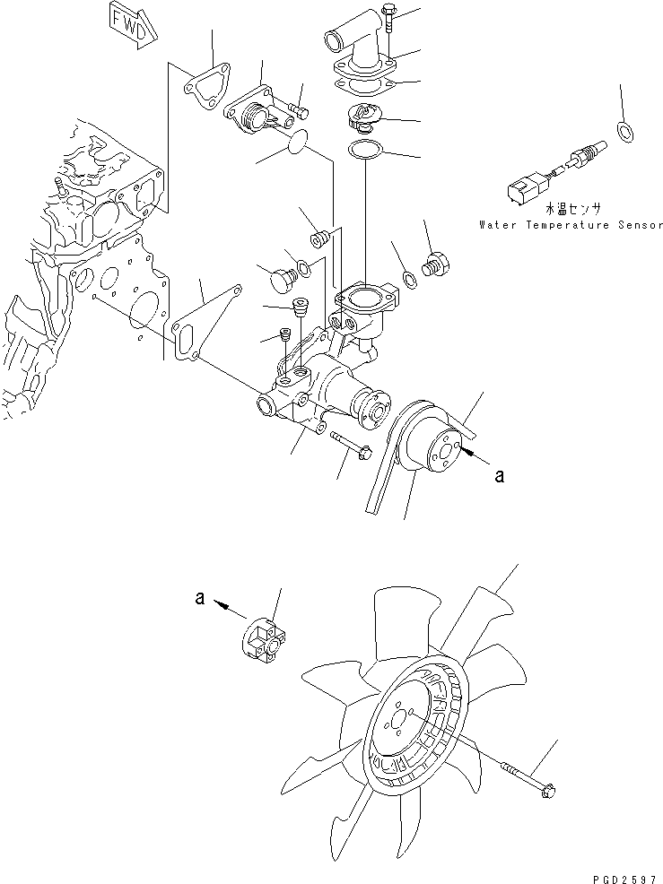 Engines Komatsu / 4D88E-3D S/N 00101-UP(4d88e-1c) / WATER PUMP AND COOLING FAN(#12707-)(030300 : A5010-A0A3)