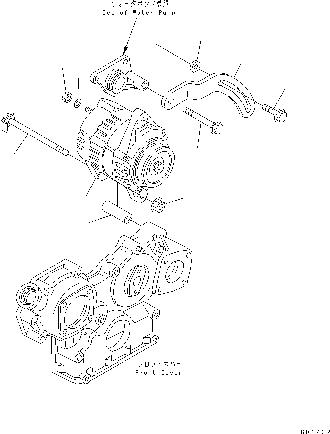 Engines Komatsu / 4D88E-3D S/N 00101-UP(4d88e-1c) / ALTERNATOR AND MOUNTING (40A)(#12707-)(030310 : A6010-A0A3)