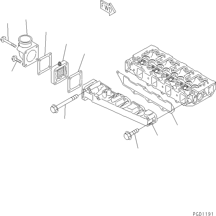Engines Komatsu / 4D88E-3GB S/N 00101-UP(4d88e-2c) / AIR INTAKE MANIFOLD AND CONNECTION(#12707-)(030050 : A1310-A0A2)
