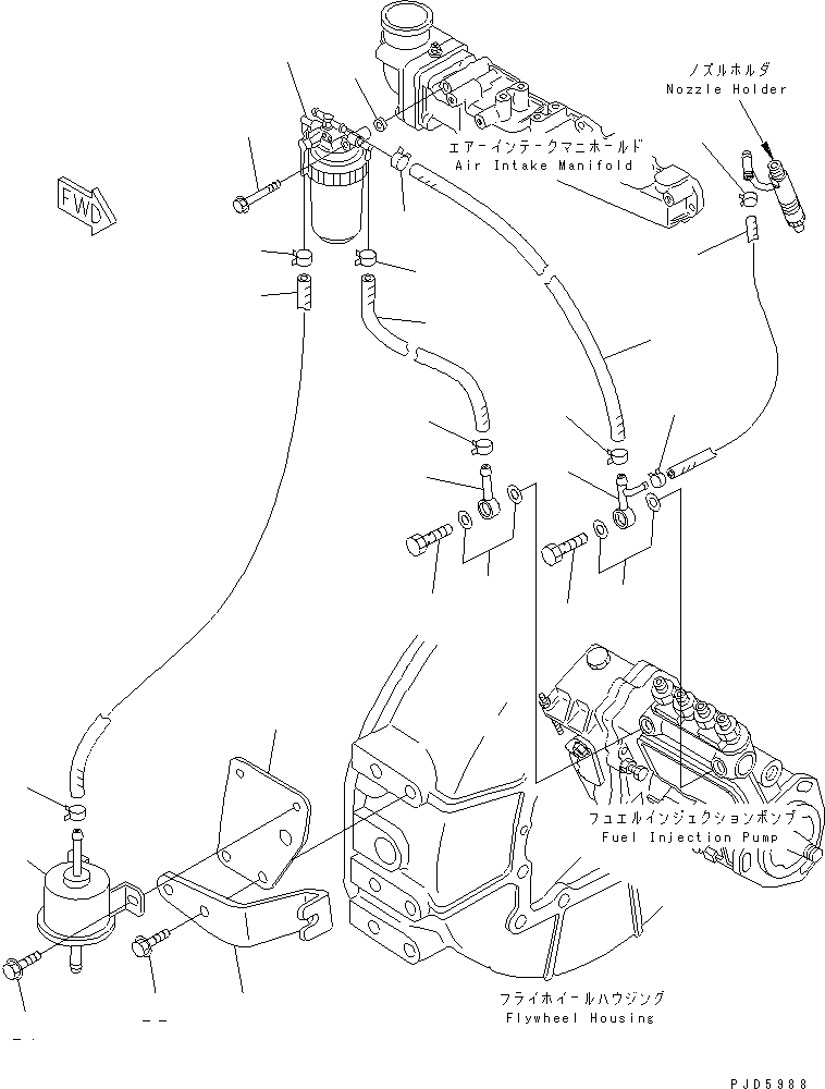Engines Komatsu / 4D88E-3GB S/N 00101-UP(4d88e-2c) / FUEL FILTER AND PIPING(#17626-)(030270 : A4110-A0A6)