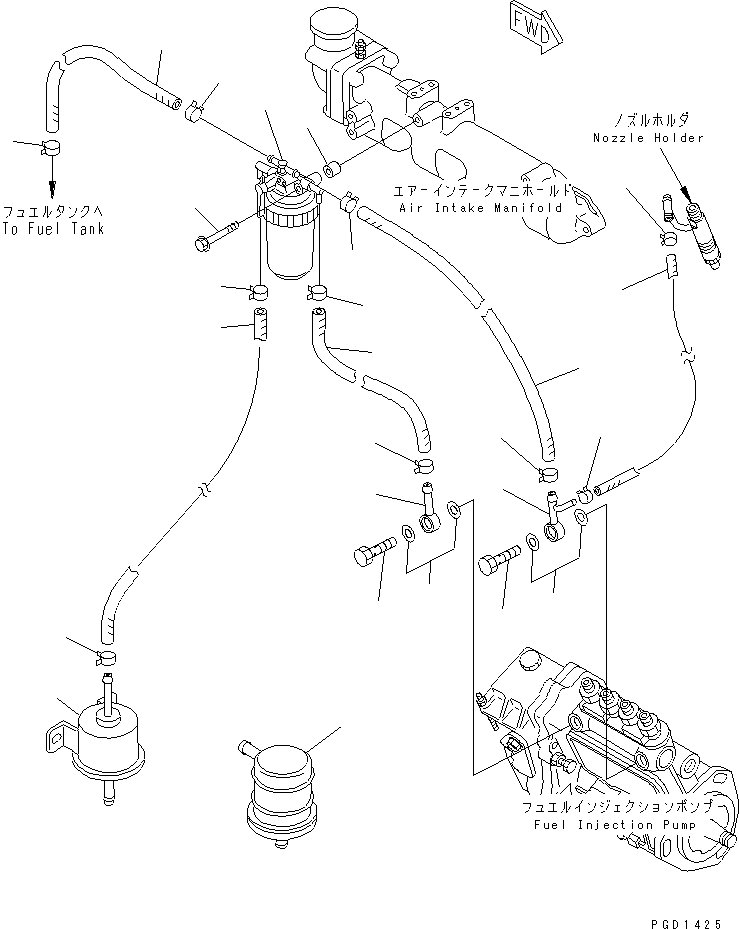 Engines Komatsu / 4D88E-3C-M S/N 00101-UP(4d88e-3r) / FUEL FILTER AND PIPING(#11310-)(030280 : A4110-A0A2)