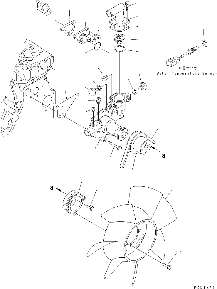 Engines Komatsu / 4D88E-3C-M S/N 00101-UP(4d88e-3r) / WATER PUMP AND COOLING FAN(#11310-)(030310 : A5010-A0A2)