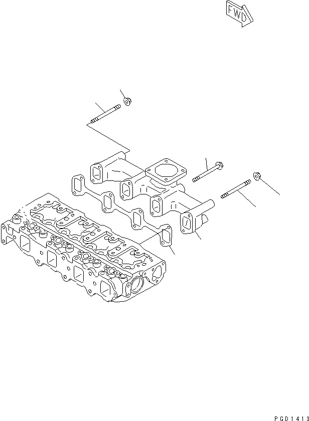 Komatsu parts book diagram for 4D88E-3F S/N 00101-UP: EXHAUST MANIFOLD