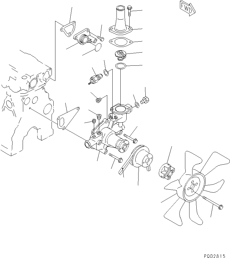 Komatsu parts book diagram for 4D88E-3F S/N 00101-UP: WATER PUMP AND COOLING FAN(#12805-)