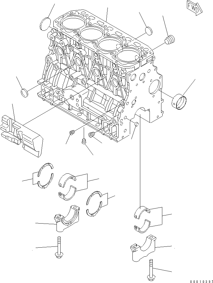 Komatsu parts book diagram for 4D88E-5X-AB S/N 00101-UP: CYLINDER BLOCK