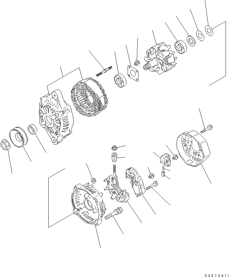 Komatsu parts book diagram for 4D88E-5X-AB S/N 00101-UP: ALTERNATOR (40A) (INNER PARTS)