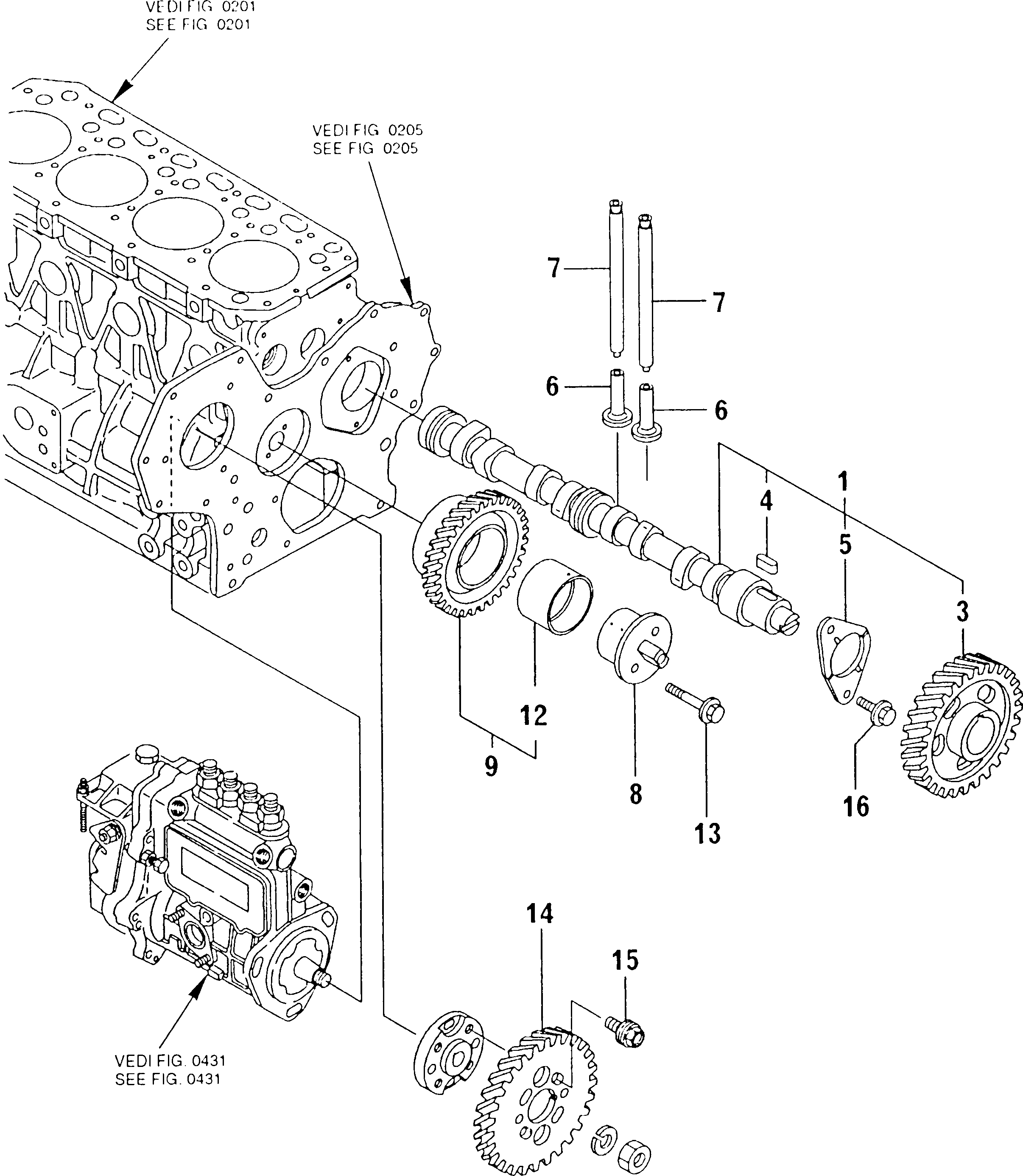 Engines Komatsu / 4D88E-E1FD S/N 17583-UP(4d88e-er) / CAMSHAFT AND DRIVING GEAR(060040 : 0231)