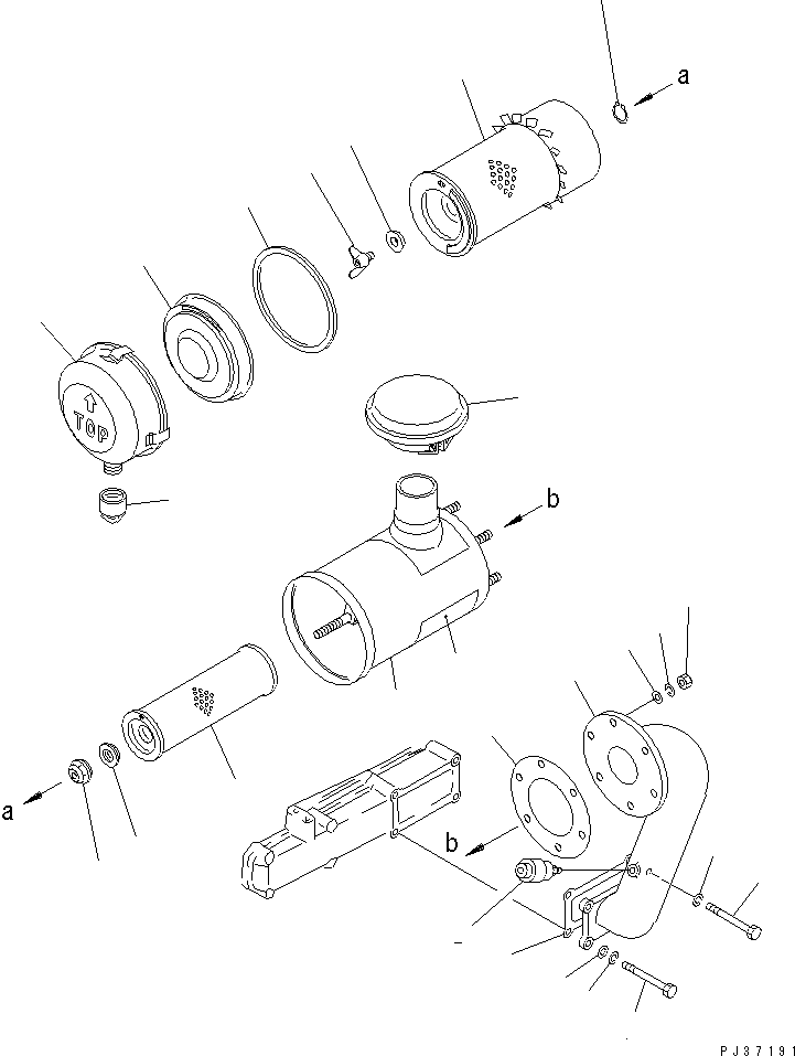 Komatsu parts book diagram for 4D94-2E S/N 10007-UP: AIR CLEANER AND CONNECTOR(#37311-)