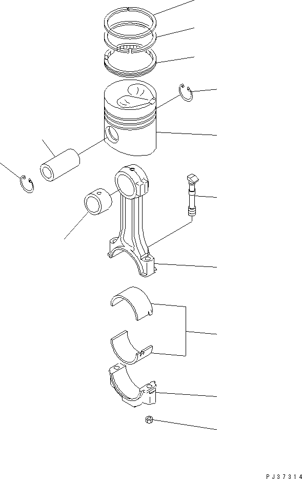 Komatsu parts book diagram for 4D94-2E S/N 10007-UP: PISTON AND CONNECTING ROD