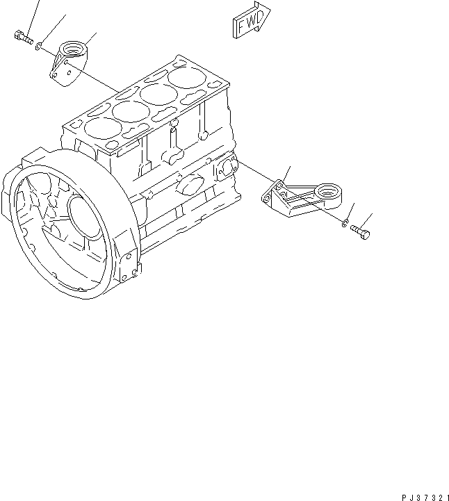 Komatsu parts book diagram for 4D94-2E S/N 10007-UP: ENGINE SUPPORT(#37311-)