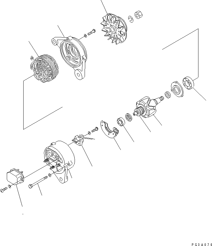Komatsu parts book diagram for 4D94-2E S/N 10007-UP: ALTERNATOR (25A) (WITH NON HAEDWNING PULLEY)(#10007-.)