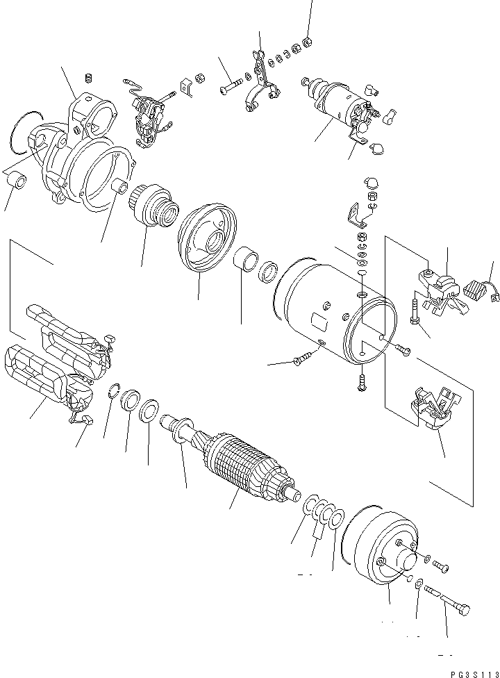 Komatsu parts book diagram for 4D94-2E S/N 10007-UP: STARTING MOTOR (3.5KW) (WATER PROOF TYPE)(#10001-34196)
