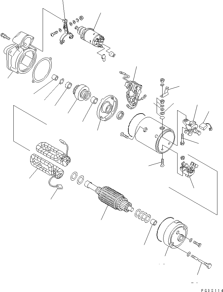 Komatsu parts book diagram for 4D94-2E S/N 10007-UP: STARTING MOTOR (3.5KW) (WATER PROOF TYPE)(#34197-)