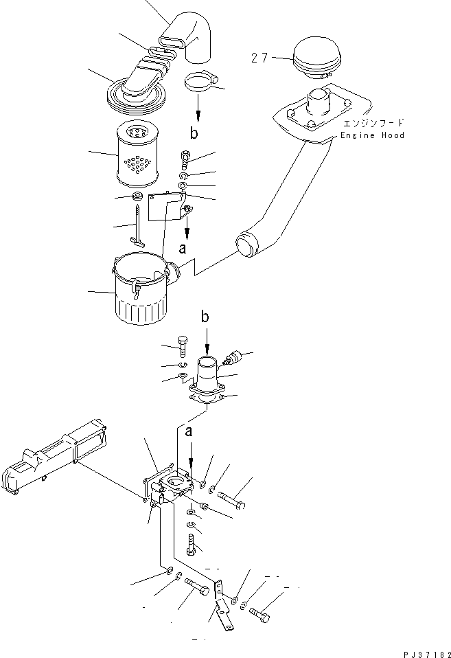 Komatsu parts book diagram for 4D94-2G S/N 10003-UP: AIR CLEANER AND CONNECTOR(#10003-33866)