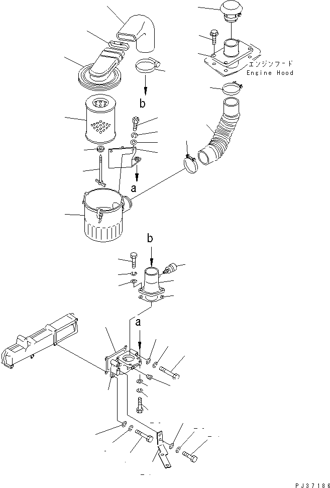 Komatsu parts book diagram for 4D94-2G S/N 10003-UP: AIR CLEANER (SINGLE ELEMENT) (TROPICAL SANDY AND DUSTY SPEC.)    (EXCEPT JAPAN)(#10003-33866)