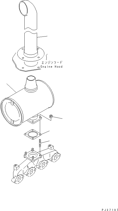 Komatsu parts book diagram for 4D94-2G S/N 10003-UP: MUFFLER AND MOUNTING(#10003-33866)