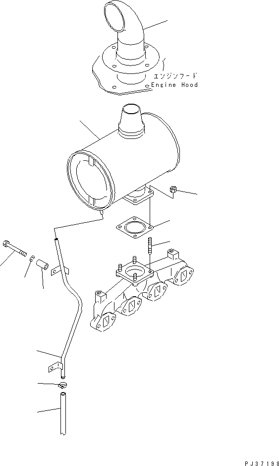 Komatsu parts book diagram for 4D94-2G S/N 10003-UP: MUFFLER AND MOUNTING(#33867-)
