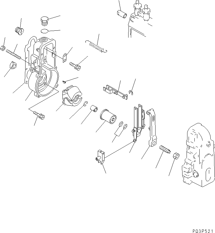 Komatsu parts book diagram for 4D94-2G S/N 10003-UP: FUEL INJECTION PUMP (GOVERNOR) (1/2)(#10003-20545)