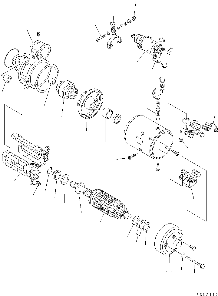Komatsu parts book diagram for 4D94-2G S/N 10003-UP: STARTING MOTOR (3.5KW)(#26143-34196)