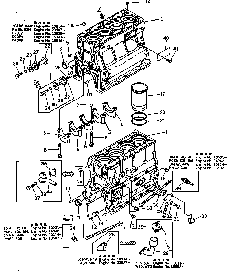 Engines Komatsu / 4D94-2P S/N 12336-UP(4d94-2pr) / CYLINDER BLOCK(060010 : 201)