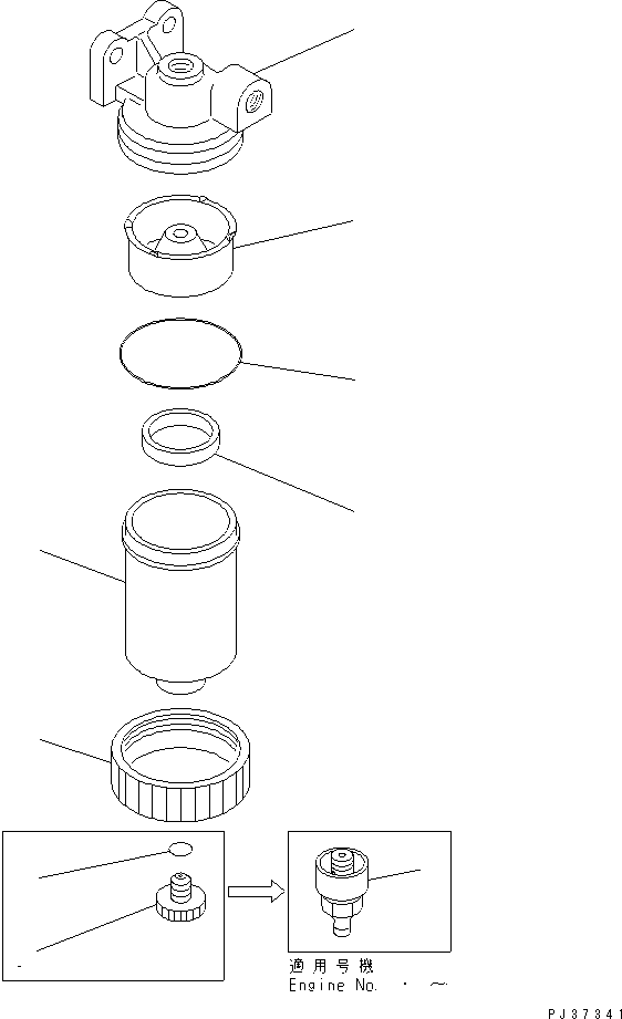 Komatsu parts book diagram for 4D94-2T S/N 33593-UP: WATER SEPARATOR