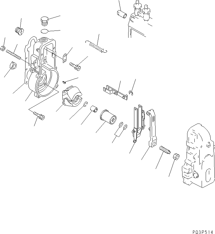 Komatsu parts book diagram for 4D94-2T S/N 33593-UP: FUEL INJECTION PUMP(GOVERNOR)(1/2)