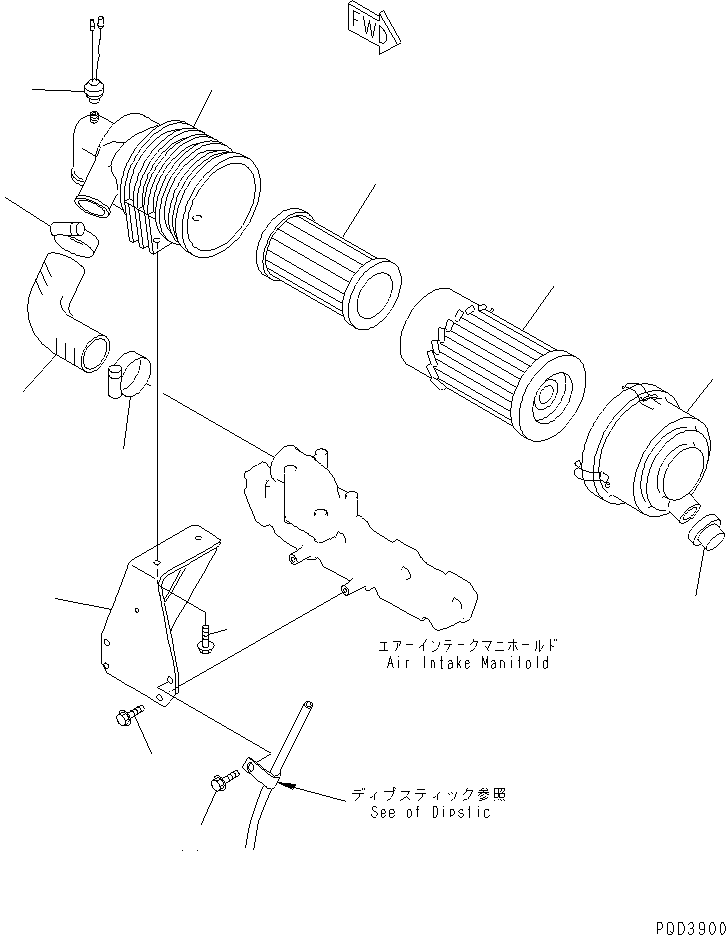 Komatsu parts book diagram for 4D94E-1A S/N 00101-UP: AIR CLEANER(#00101-02610)
