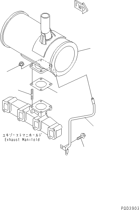 Komatsu parts book diagram for 4D94E-1A S/N 00101-UP: MUFFLER