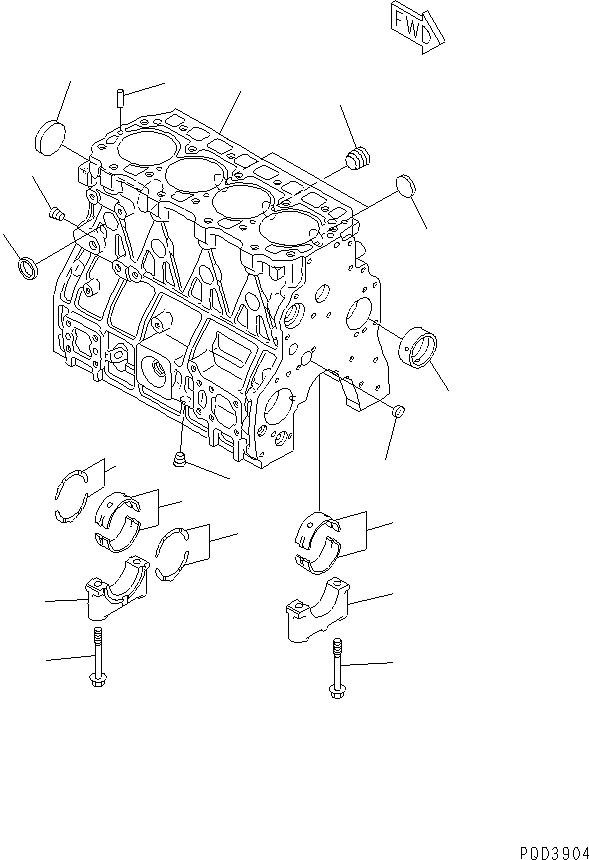 Komatsu parts book diagram for 4D94E-1A S/N 00101-UP: CYLINDER BLOCK