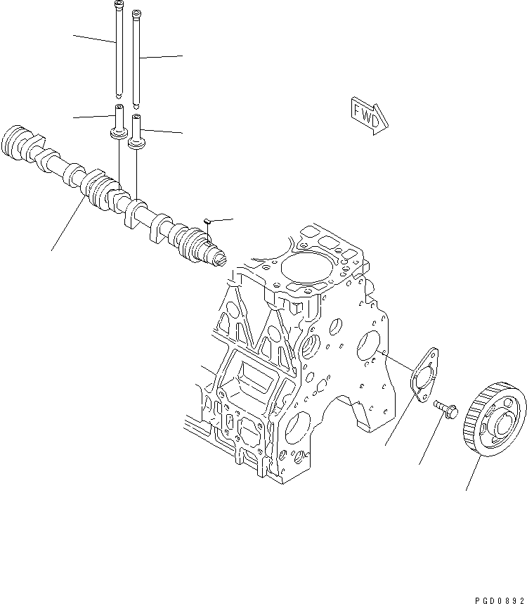 Komatsu parts book diagram for 4D94E-1A S/N 00101-UP: CAMSHAFT AND TAPPET