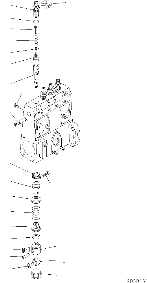 Komatsu parts book diagram for 4D94E-1A S/N 00101-UP: FUEL INJECTION PUMP (PUMP) (2/2) (INNER PARTS)