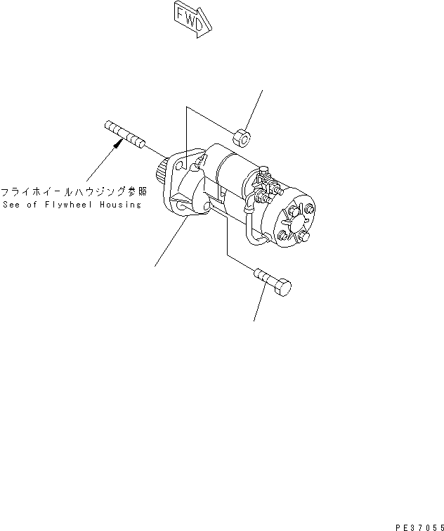 Komatsu parts book diagram for 4D94E-1A S/N 00101-UP: STARTING MOTOR AND MOUNTING (2.3KW)