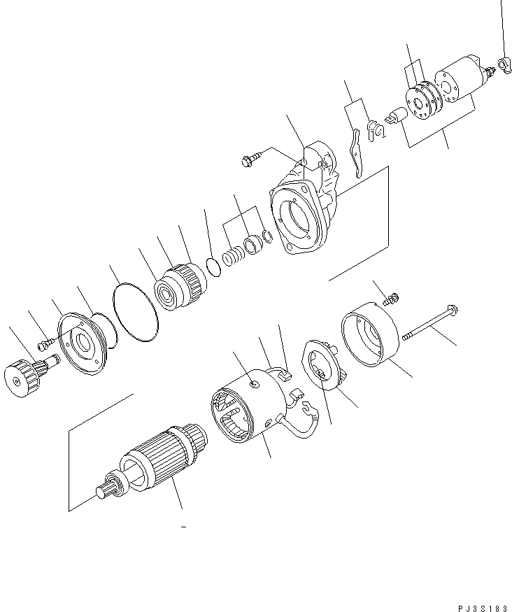 Komatsu parts book diagram for 4D94E-1A S/N 00101-UP: STARTING MOTOR (2.3KW) (INNER PARTS)