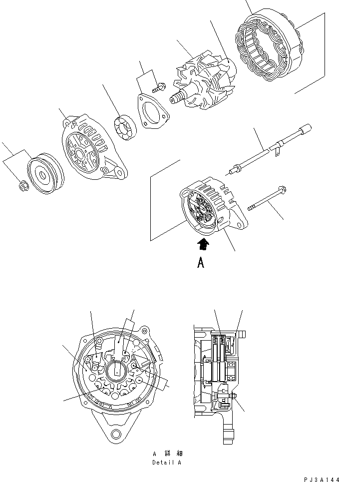 Engines Komatsu / 4D94LE-2Z-AC S/N 00251-UP(4d94le0r) / ALTERNATOR (60A) (FOR CAB) (INNER PARTS)(#01214-)(030280 : A6010-B0A2)