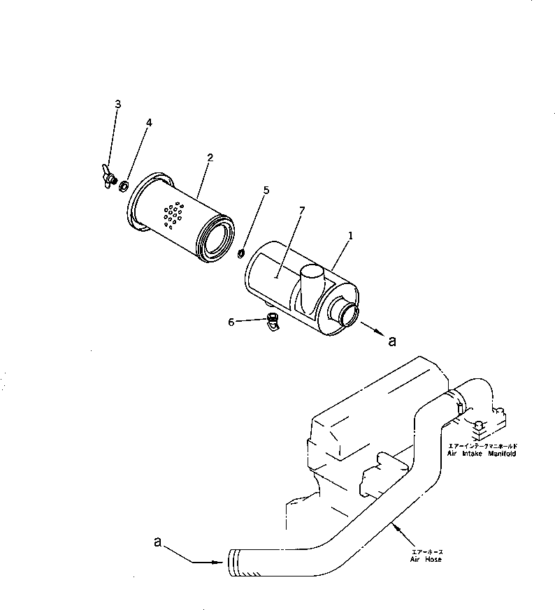 Komatsu parts book diagram for 4D95L-1BB S/N 49965-UP: AIR CLEANER (SINGLE ELEMENT TYPE)