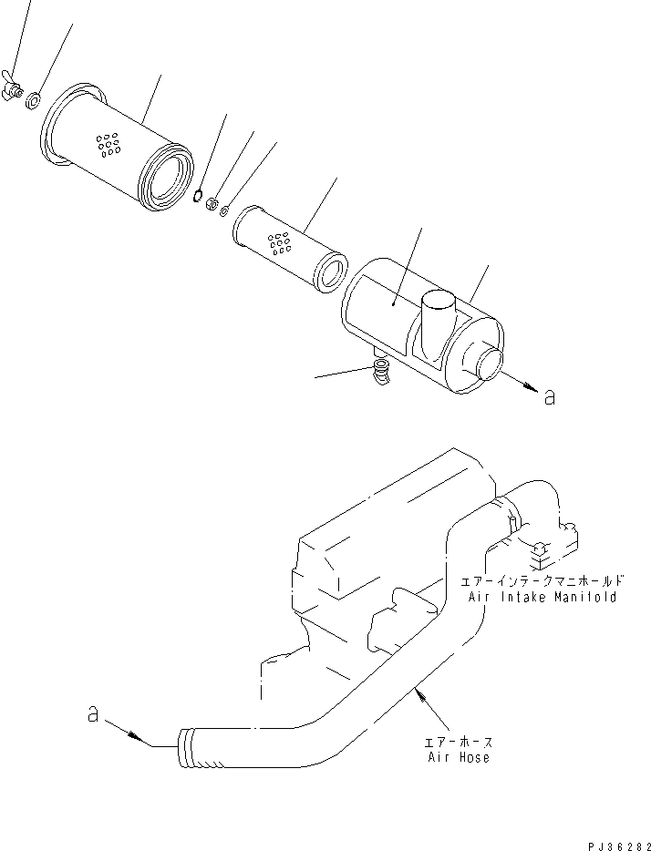 Komatsu parts book diagram for 4D95L-1BB S/N 49965-UP: AIR CLEANER (DOUBLE ELEMENT TYPE)(#59833-)