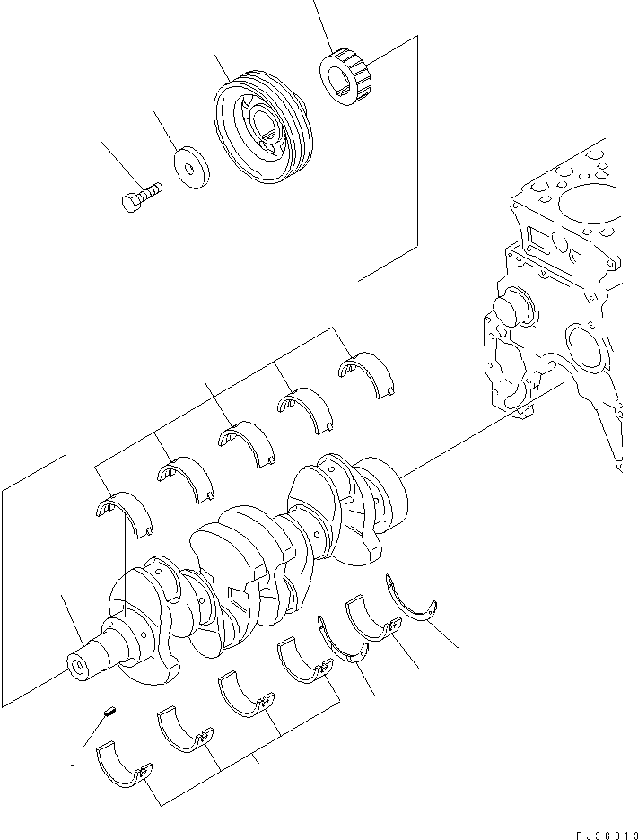 Komatsu parts book diagram for 4D95L-1BB S/N 49965-UP: CRANKSHAFT(#55966-)