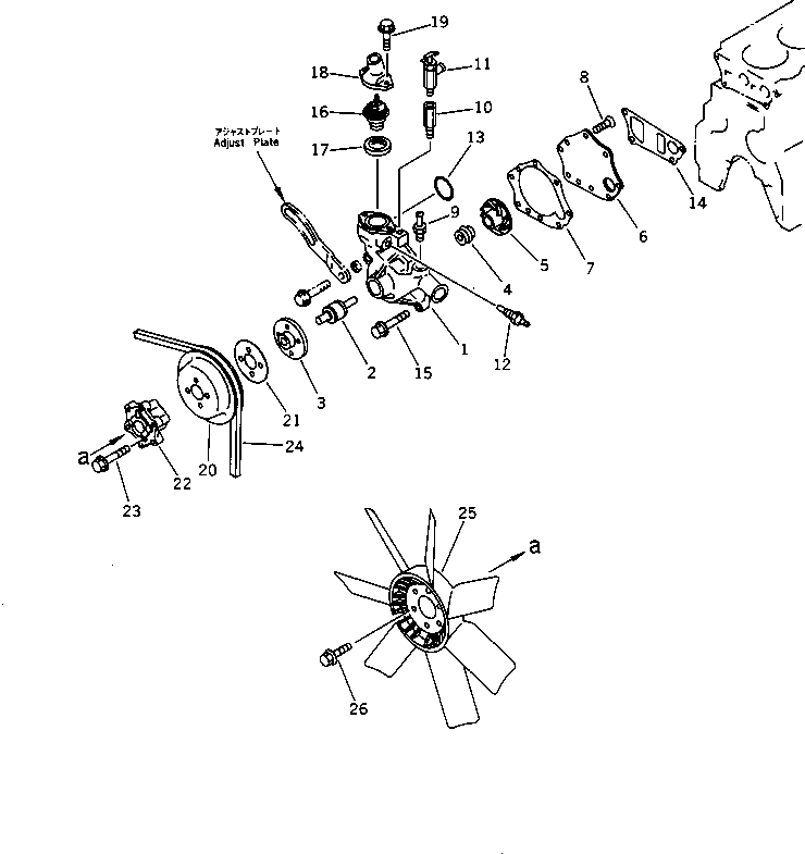 Engines Komatsu / 4D95L-1Z S/N 41633-UP(4d95l-ac) / WATER PUMP AND COOLING FAN(150010 : 0501)