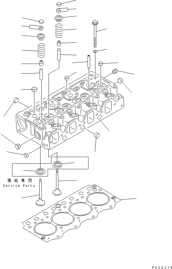 Komatsu parts book diagram for 4D95L-1GG S/N 131803-UP: CYLINDER HEAD