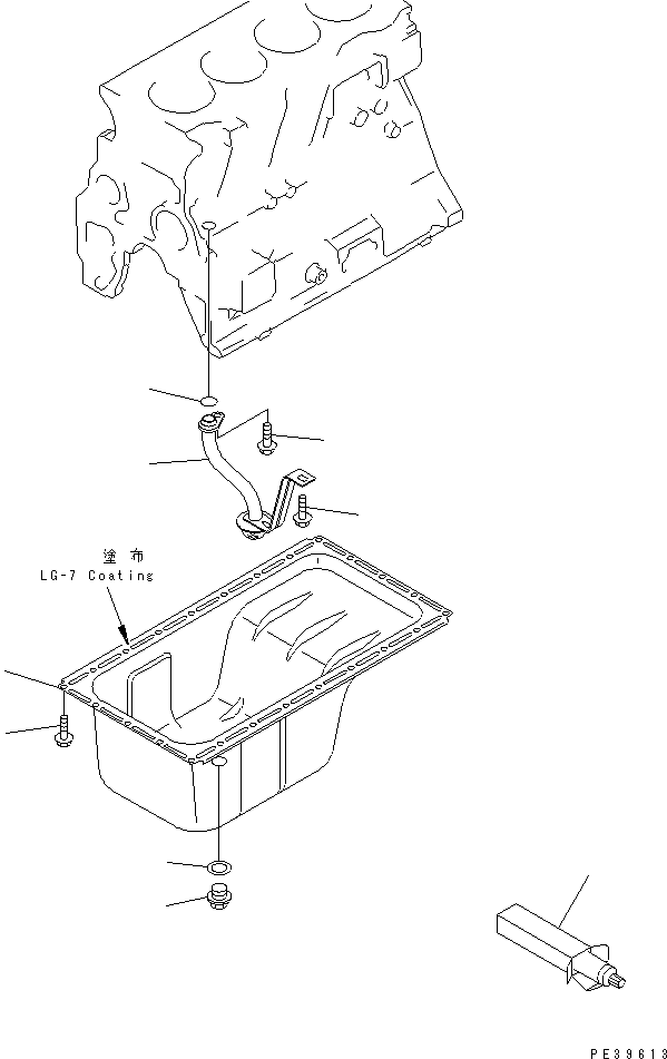 Komatsu parts book diagram for 4D95L-1GG S/N 131803-UP: OIL PAN AND SUCTION TUBE